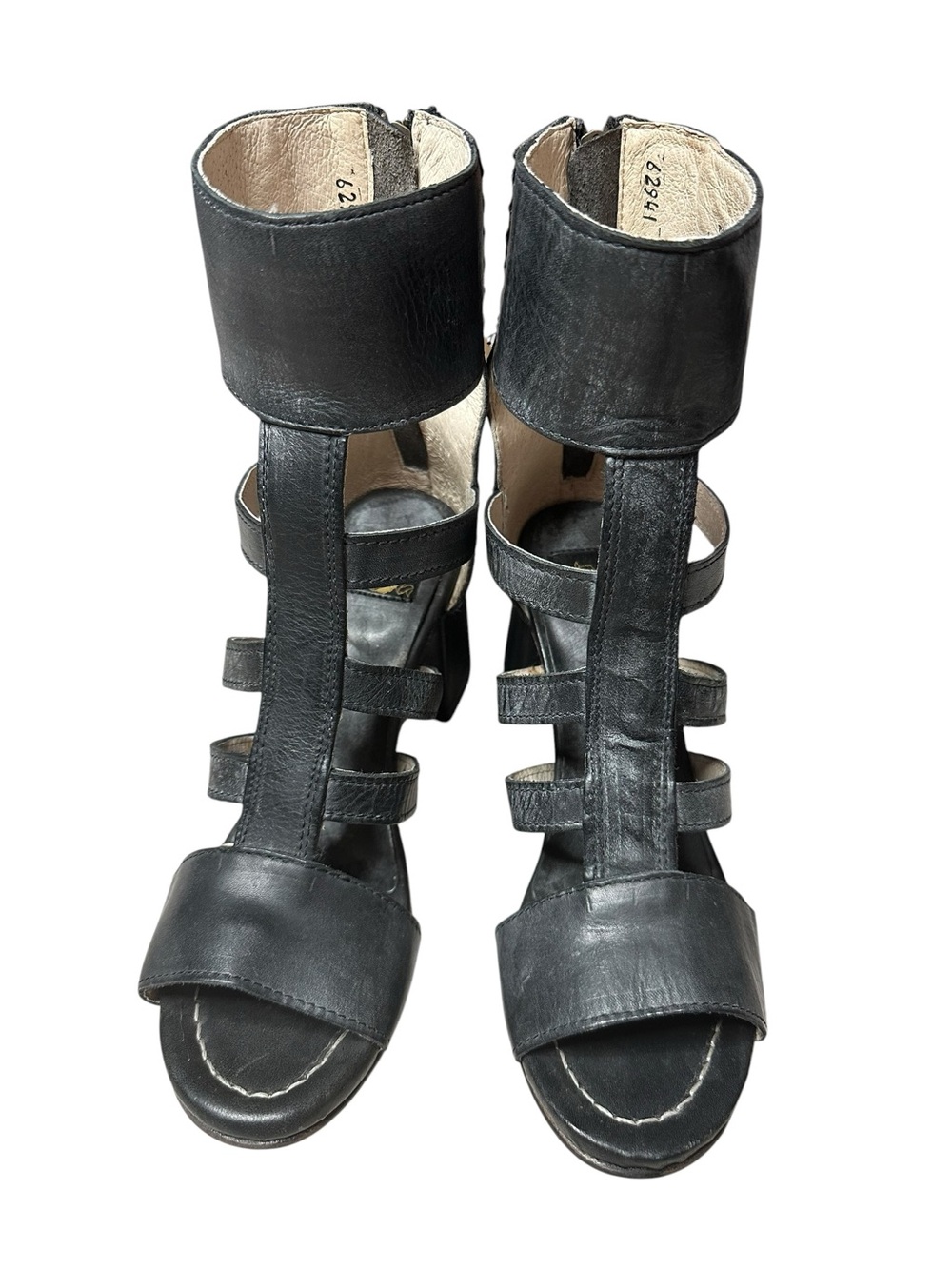Freebird by Steven Black Raven Leather Gladiator Sandals 9 - Picture 4 of 9